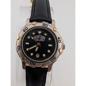 Ron Jon Surf Shop Women 29mm Silver Case Black Leather Band- New Battery